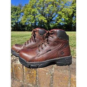 Wolverine Women's Work Boots Sz 7 Brown Leather Safety Toe Lace Up Outdoor